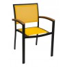 Aluminum Arm Chair W/ Textile Back and Seat - Black and Mango