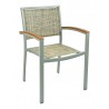 Aluminum Arm Chair W/ Textile Back and Seat - Silver and Light basket