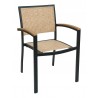 Aluminum Arm Chair W/ Textile Back and Seat - Light Brown