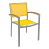 Aluminum Arm Chair W/ Textile Back and Seat - Silver and Mango