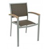 Aluminum Arm Chair W/ Textile Back and Seat - Silver and Dark Basket