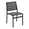 Powder Coating Aluminum Side Chair W/ Textile Back and Seat - Faux Gray Teak