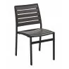 Powder Coating Aluminum Side Chair W/ Textile Back and Seat - Faux Gray Teak - Powder Coating Aluminum Side Chair W/ Textile Back and Seat - Faux Gray Teak