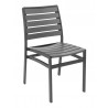 Powder Coating Aluminum Side Chair W/ Textile Back and Seat - Black Gray Faux Teak