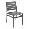 Powder Coating Aluminum Side Chair W/ Textile Back and Seat - Black Gray Faux Teak - Powder Coating Aluminum Side Chair W/ Textile Back and Seat - Black Gray Faux Teak