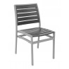 Powder Coating Aluminum Side Chair W/ Textile Back and Seat - Gray Faux Teak