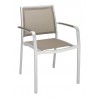 Aluminum Arm Chair with Silver Frame - Mocha