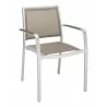 Aluminum Arm Chair with Silver Frame - Mocha - Aluminum Arm Chair with Silver Frame - Mocha