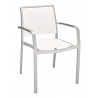 Aluminum Arm Chair with Silver Frame - White