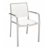 Aluminum Arm Chair with Silver Frame - White - Aluminum Arm Chair with Silver Frame - White