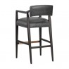 Sunpan Keagan Barstool in Brentwood Charcoal Leather - Back Side Angle