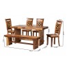 Baxton Bali & Pari Luan Suar Wood 6-piece Dining Set - With Dimensions