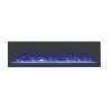 60″ Extra Slim Indoor Or Outdoor Electric Built-in Only Electric Fireplace With Black Steel Surround - Blue Flame