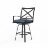 La Jolla Swivel Barstool in Spectrum Indigo w/ Self Welt - Front Side Angle - La Jolla Swivel Barstool in Spectrum Indigo w/ Self Welt - Front Side Angle