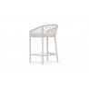 Azzurro Amelia Counter Stool With Matte White Aluminum Frame And Sand All-Weather Rope - Back Angled