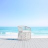 Azzurro Amelia Dining Chair In Matte White Aluminum Frame And Sand All-Weather Rope - Lifestyle