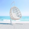 Azzurro Amelia Hanging Chair With Matte White Aluminum Frame And Sand All-Weather Rope - Lifestyle