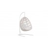 Azzurro Amelia Hanging Chair With Matte White Aluminum Frame And Sand All-Weather Rope - Angled