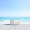 Azzurro Living Amelia Ottoman With Matte White Aluminum Frame And Sand All-Weather Rope - Lifestyle