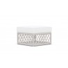 Azzurro Living Amelia Ottoman With Matte White Aluminum Frame And Sand All-Weather Rope - Angled View