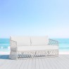 Azzurro Amelia 3 Seat Sofa In Matte White Aluminum Frame and Sand All-Weather Rope - Lifestyle