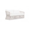 Azzurro Amelia 3 Seat Sofa In Matte White Aluminum Frame and Sand All-Weather Rope - Angled