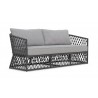 Azzurro Amelia 3 Seat Sofa In Matte Charcoal Aluminum Frame and Ash All-Weather Rope - Angled
