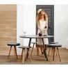 Cane-Line Area Table/Stool Teak Lava Grey / Aluminum Stool Set - Cane-Line Area Table/Stool Teak Lava Grey / Aluminum Stool Set