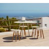 Cane-Line Area Table/Stool Teak White / Aluminum Stool Outdoor