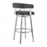 Armen Living Lorin Faux Leather And Brushed Stainless Steel Swivel Bar Stool 007