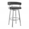 Armen Living Lorin Faux Leather And Brushed Stainless Steel Swivel Bar Stool 009