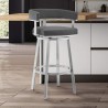 Armen Living Lorin Faux Leather And Brushed Stainless Steel Swivel Bar Stool 006