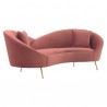 Armen Living Anabella Blush Fabric Upholstered Sofa with Brushed Gold Legs- Side 