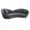 Armen Living Anabella Gray Fabric Upholstered Sofa with Brushed Gold Legs- Front