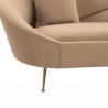 Armen Living Anabella Natural Fabric Upholstered Sofa with Brushed Gold Legs- Half