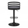 Armen Living Adele Adjustable Height Swivel Grey Faux Leather and Black Wood Bar Stool With Black Base Back