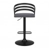 Armen Living Adele Adjustable Height Swivel Grey Faux Leather and Black Wood Bar Stool With Black Base