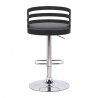 Armen Living Adele Adjustable Height Swivel Grey Faux Leather and Black Wood Bar Stool With Chrome Back