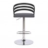 Armen Living Adele Adjustable Height Swivel Grey Faux Leather and Black Wood Bar Stool With Chrome Front