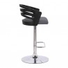Armen Living Adele Adjustable Height Swivel Grey Faux Leather and Black Wood Bar Stool With Chrome Side