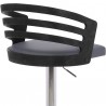 Armen Living Adele Adjustable Height Swivel Grey Faux Leather and Black Wood Bar Stool With Black Base Half