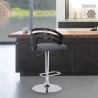 Armen Living Adele Adjustable Height Swivel Grey Faux Leather and Black Wood Bar Stool With Chrome Base