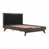 Armen Living Astoria Platform Bed Frame In Oak with Black Faux Leather In Brown 05