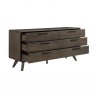 Armen Living Astoria Oak Dresser for Bedroom with 6 Drawers Open View