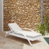 Armen Living Aloha Adjustable Patio Outdoor Chaise Lounge Chair In Grey/White Wicker And Cushions
