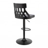 Armen Living Angelo Adjustable Swivel Faux Leather & Walnut Wood Bar Stool with Chrome Base 019