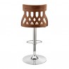 Armen Living Angelo Adjustable Swivel Faux Leather & Walnut Wood Bar Stool with Chrome Base 014