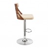 Armen Living Angelo Adjustable Swivel Faux Leather & Walnut Wood Bar Stool with Chrome Base 012