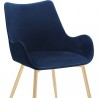 Armen Living Avery Blue Fabric Dining Room Chair with Gold Legs- Half