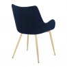 Armen Living Avery Blue Fabric Dining Room Chair with Gold Legs- Back